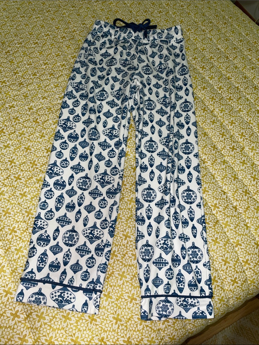 SweetHoney White and Navy Ornament Pajama Pants
